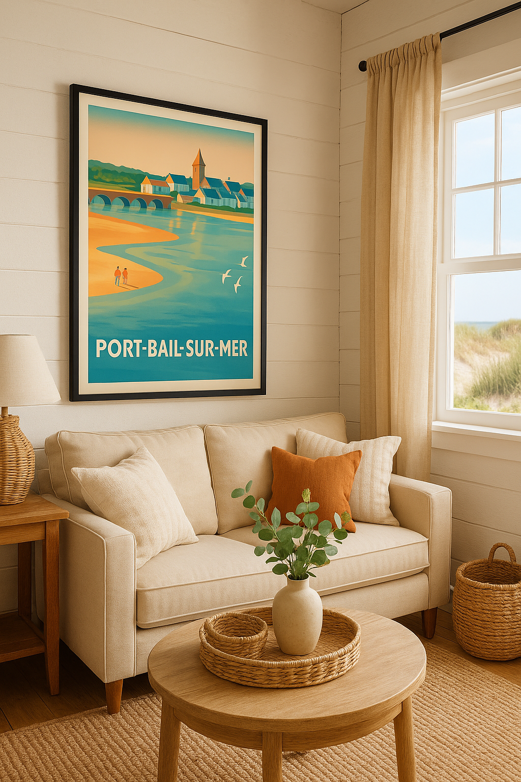 Affiche Port-Bail-sur-Mer — Sérénité au bord de l'eau · poster d'art de Port-Bail-sur-Mer