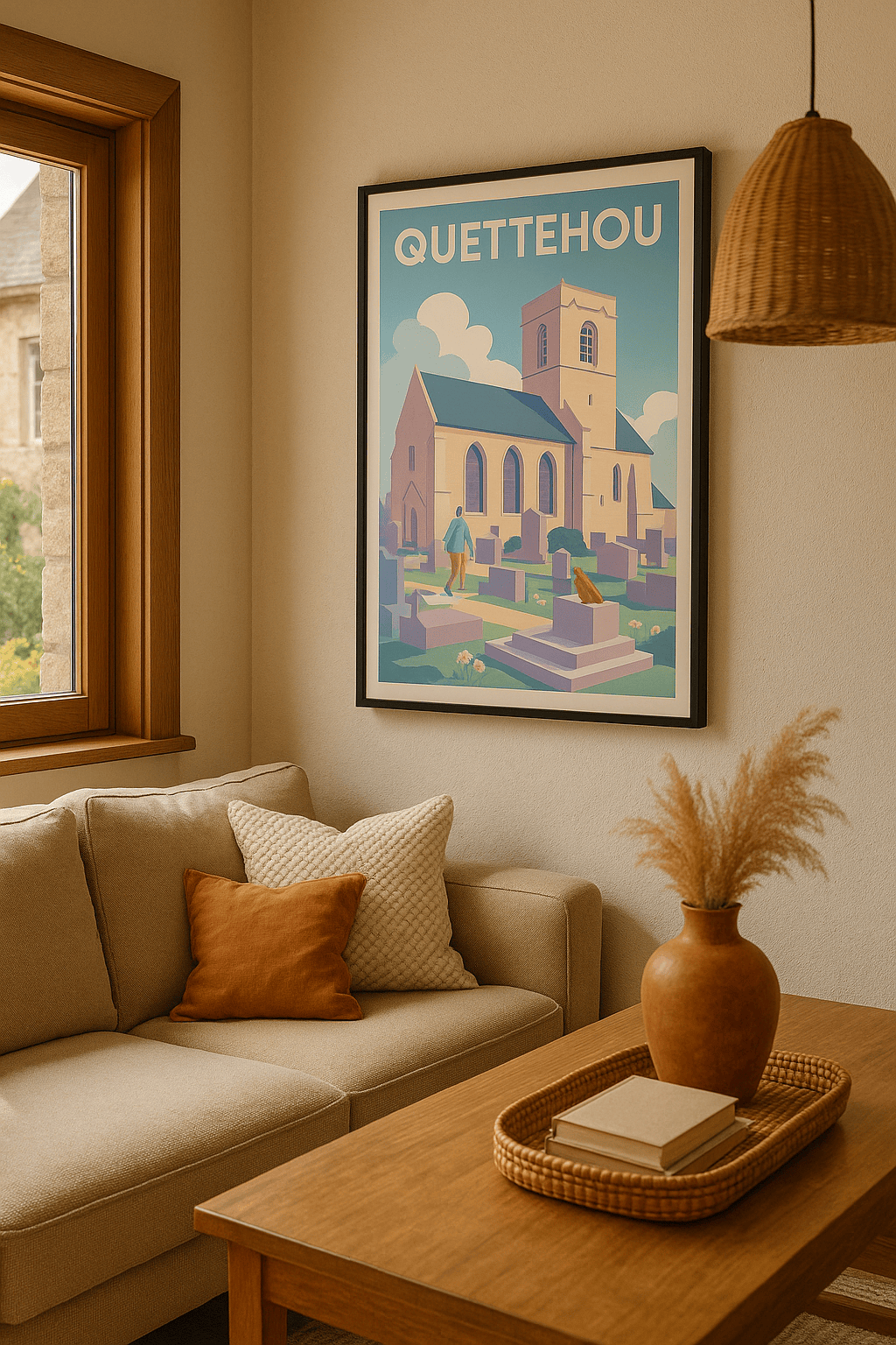 Affiche Quettehou — Sérénité au cœur de la vieille église · poster d'art de Quettehou