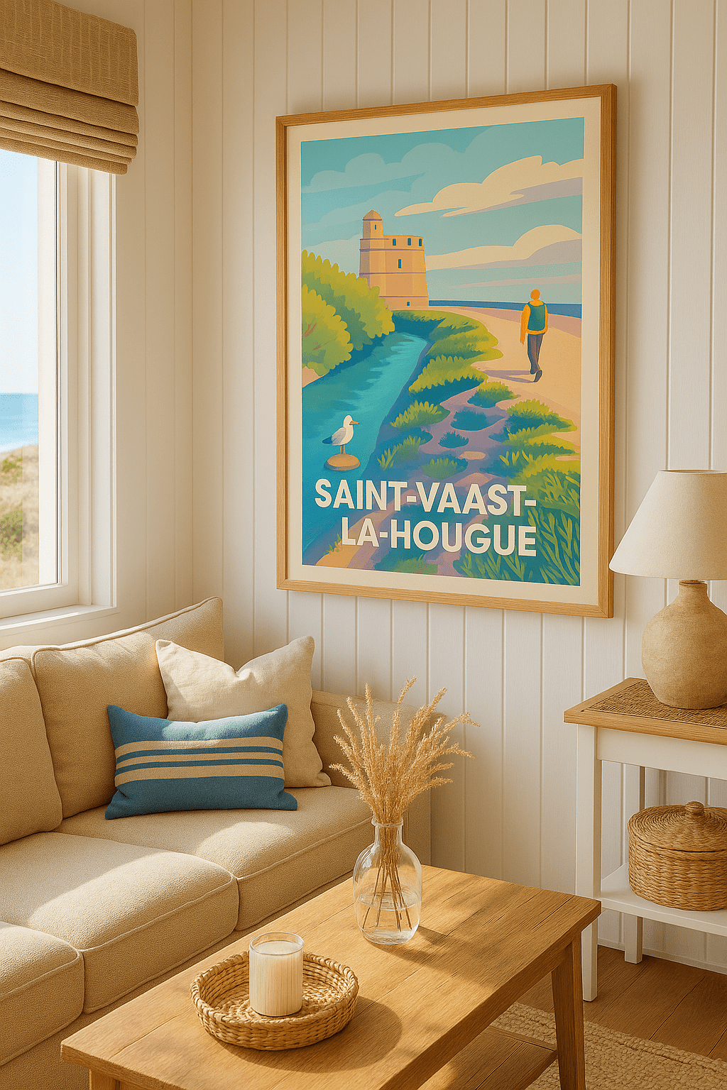 Manche France Affiche de Saint-Vaast-la-Hougue - Escapade au bord de mer