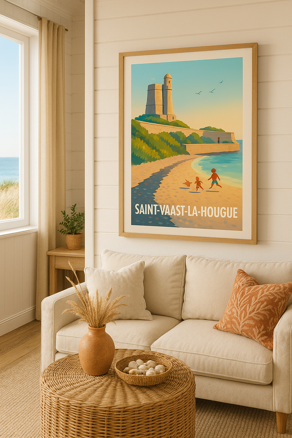 Manche France Affiche de Saint-Vaast-la-Hougue - Escapade en bord de mer paisible