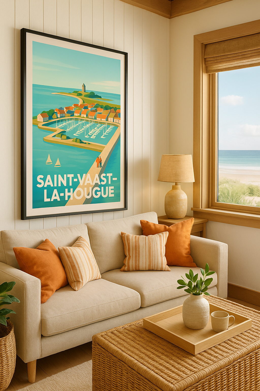 Manche France Affiche de Saint-Vaast-la-Hougue - Un havre de paix en bord de mer