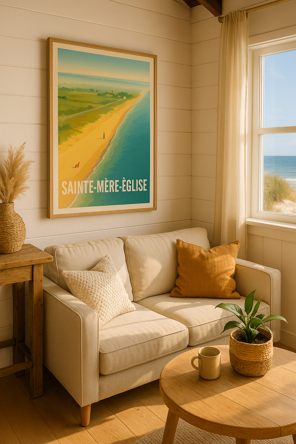 Manche France Affiche de Sainte-Mère-Église - Évasion côtière paisible