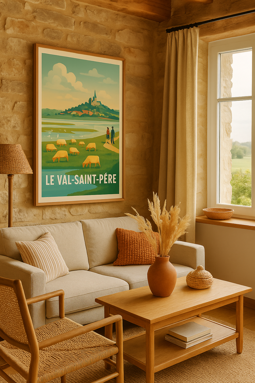 Manche France Affiche Le Val-Saint-Père - L'Échappée Nature au Bord de l'Eau