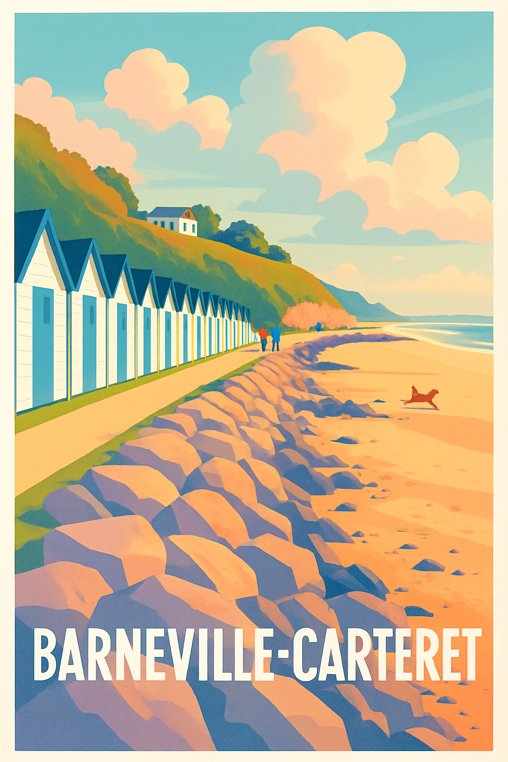 Manche France Pas de Cadre / 20 × 30cm Affiche de Barneville-Carteret - Charme côtier et nature apaisante