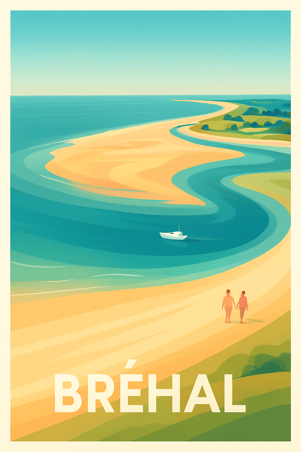 Manche France Pas de Cadre / 20 × 30cm Affiche de Bréhal - Évasion marine et douceur de vivre