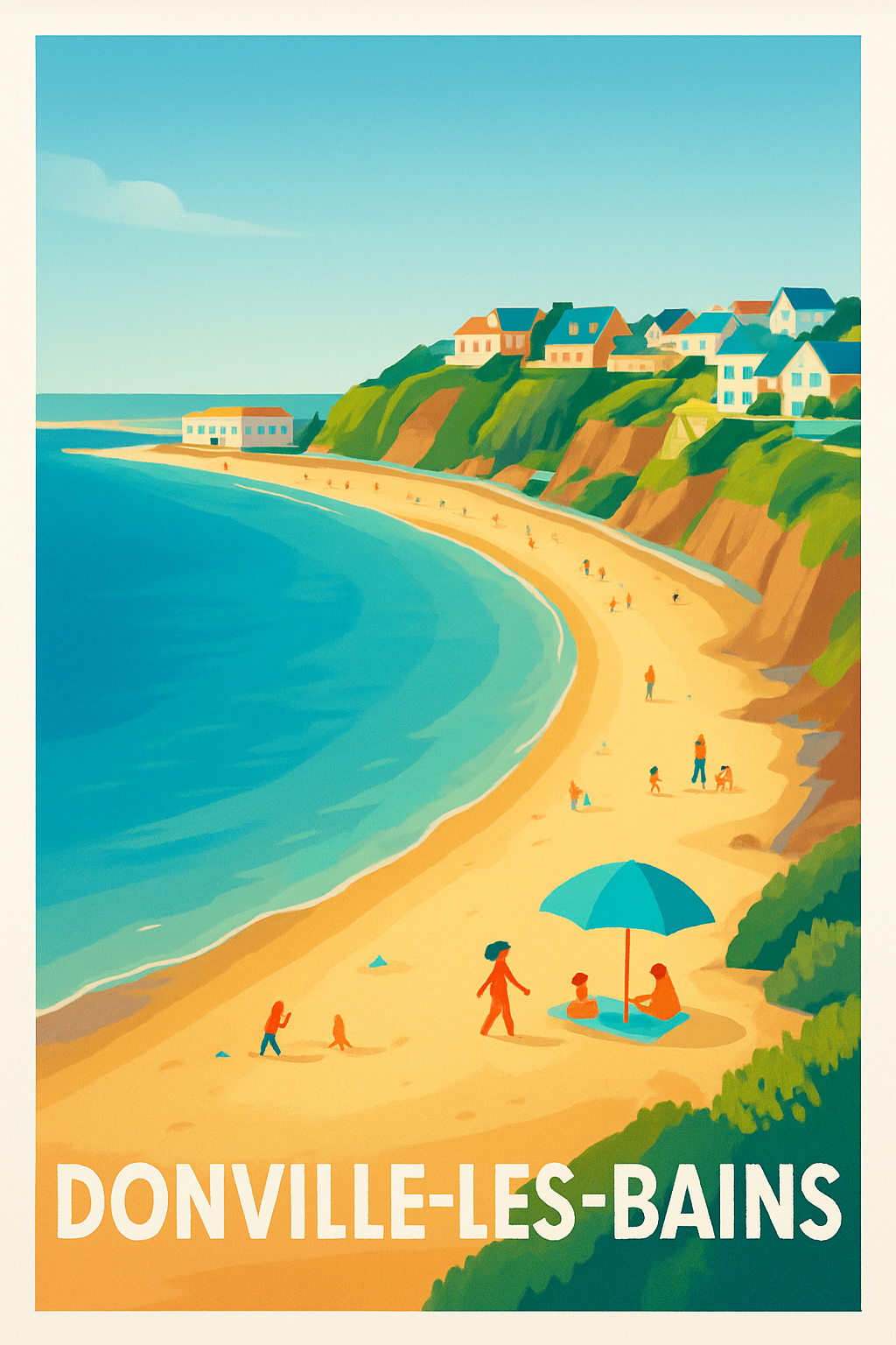 Manche France Pas de Cadre / 20 × 30cm Affiche de Donville-les-Bains - Charme balnéaire et douceur de vivre