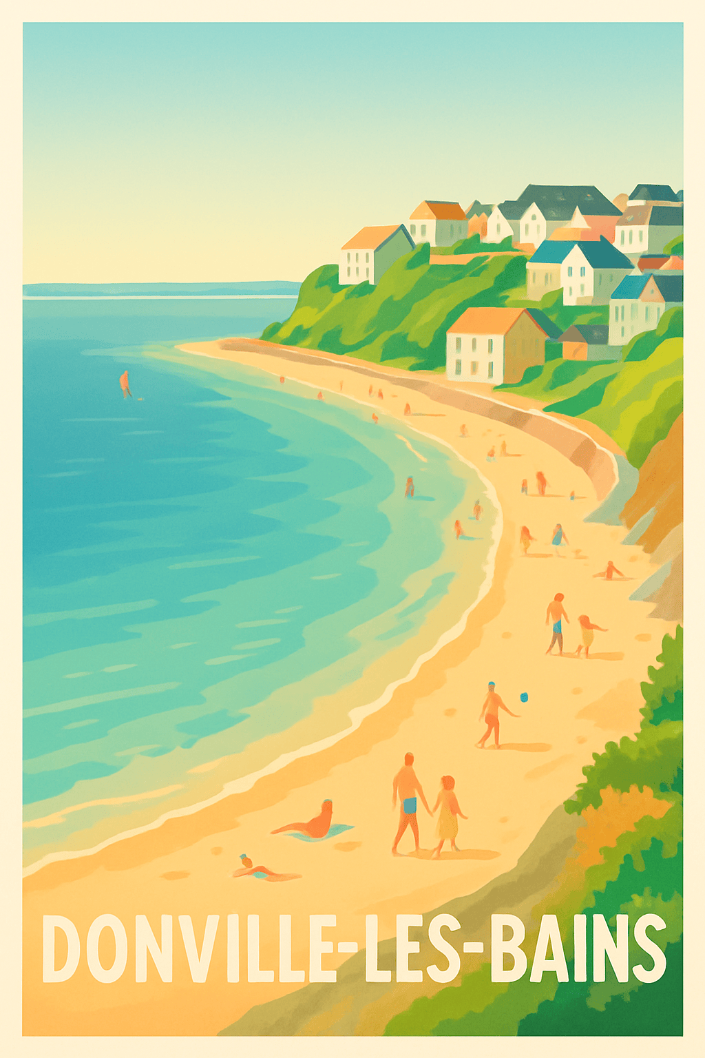 Manche France Pas de Cadre / 20 × 30cm Affiche de Donville-les-Bains - Plages et douceur de vivre au bord de la mer