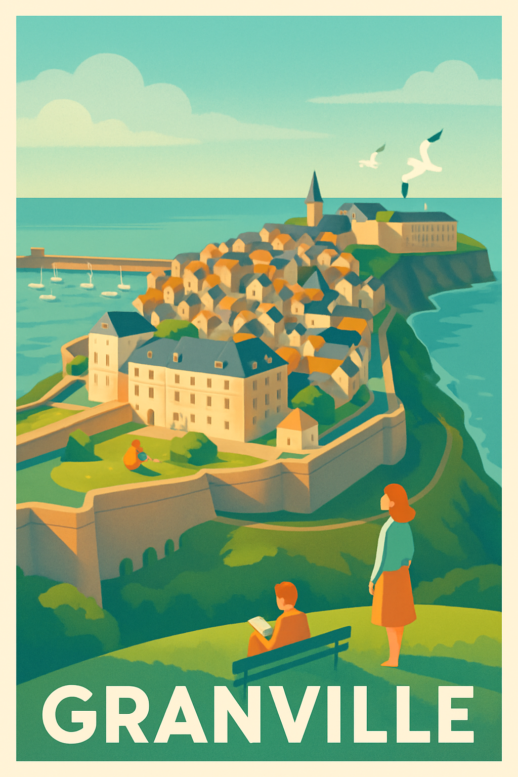 Manche France Pas de Cadre / 20 × 30cm Affiche de Granville - Vue emblématique et douceur de vivre