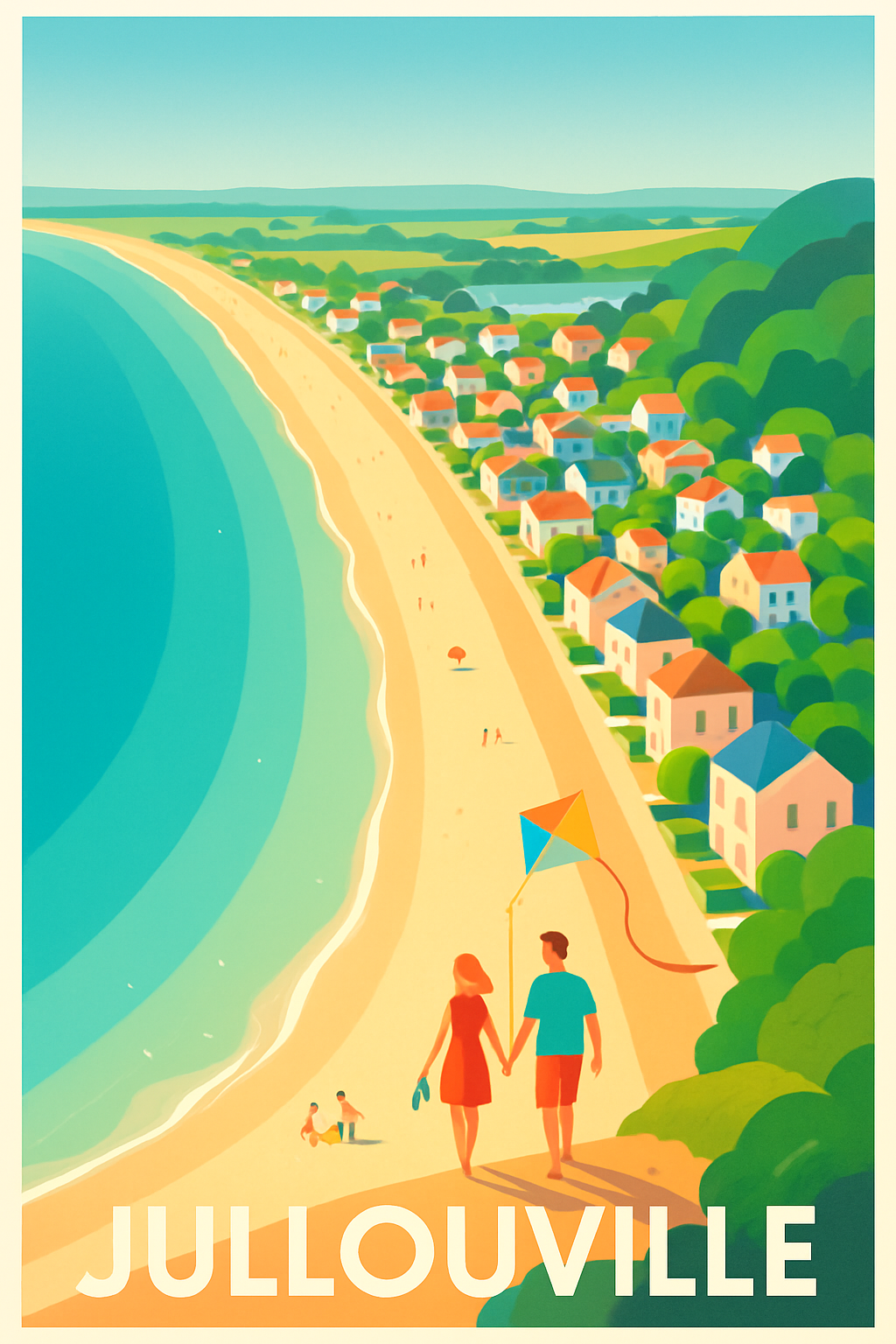 Manche France Pas de Cadre / 20 × 30cm Affiche de Jullouville - Douceur et balades en bord de mer