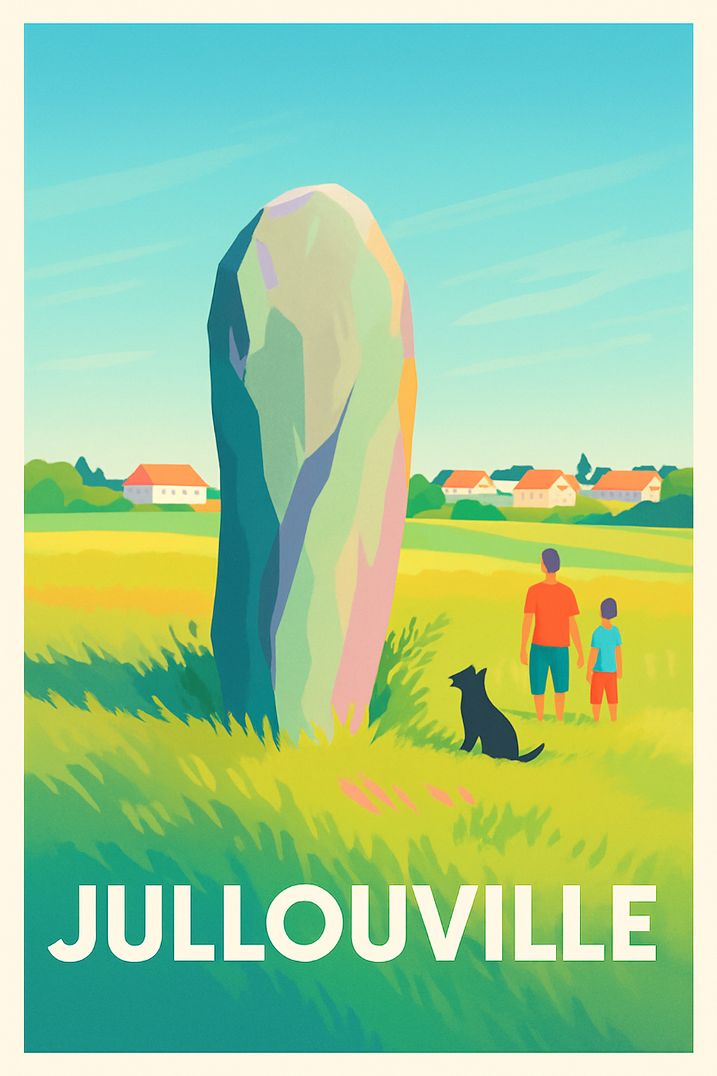 Manche France Pas de Cadre / 20 × 30cm Affiche de Jullouville - Sérénité et patrimoine au cœur de la nature