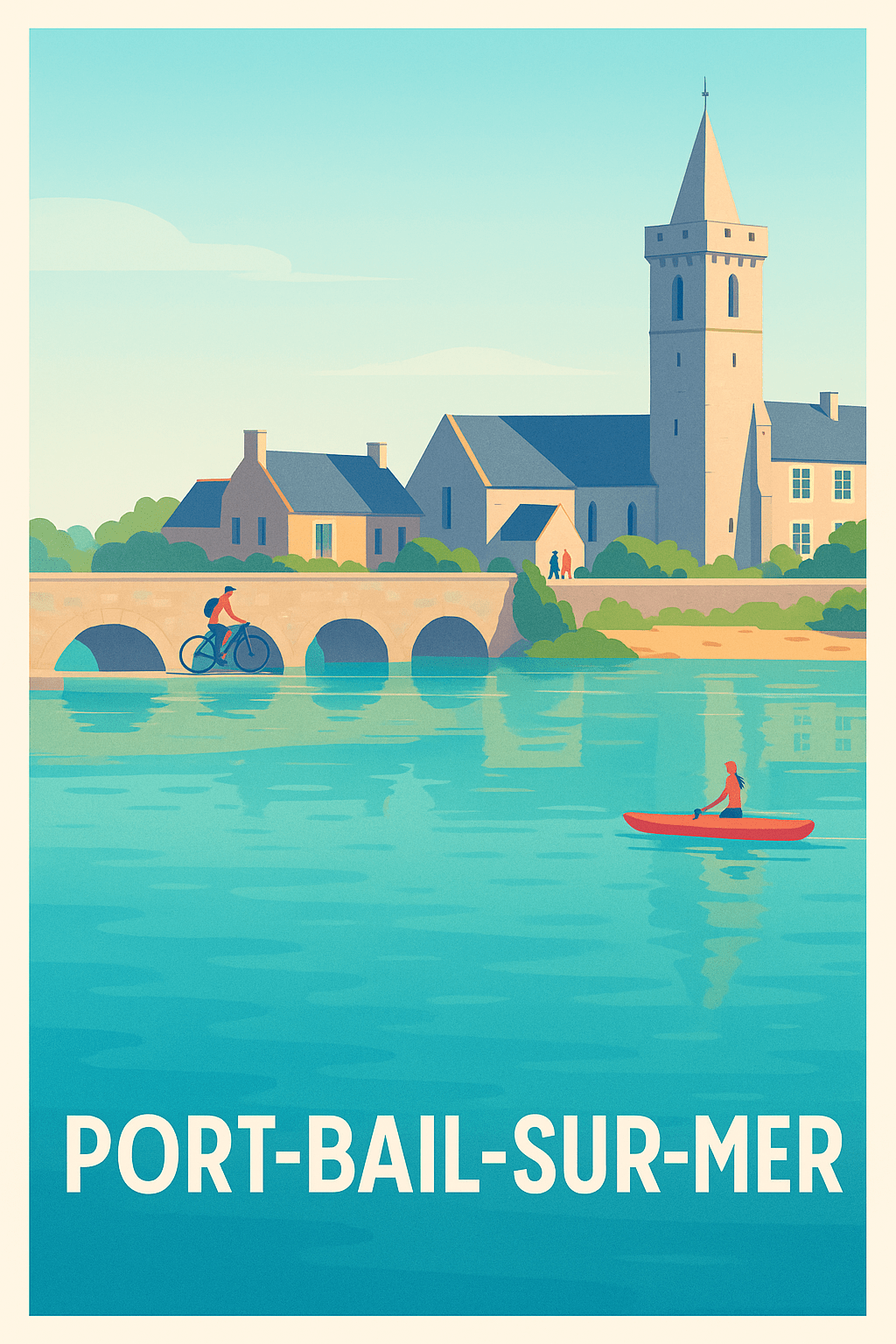 Manche France Pas de Cadre / 20 × 30cm Affiche de Port-Bail-sur-Mer - Charme paisible au bord de l'eau