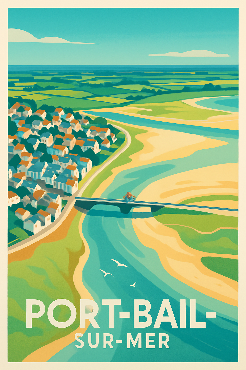 Affiche Port-Bail-sur-Mer — Évasion et sérénité côtière · poster d'art de Port-Bail-sur-Mer
