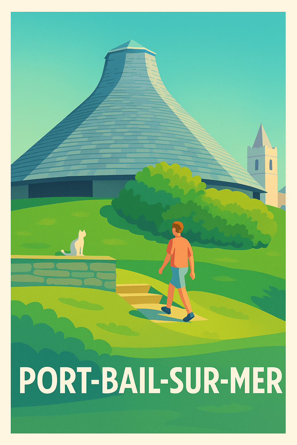 Manche France Pas de Cadre / 20 × 30cm Affiche de Port-Bail-sur-Mer - L'escapade bucolique normande