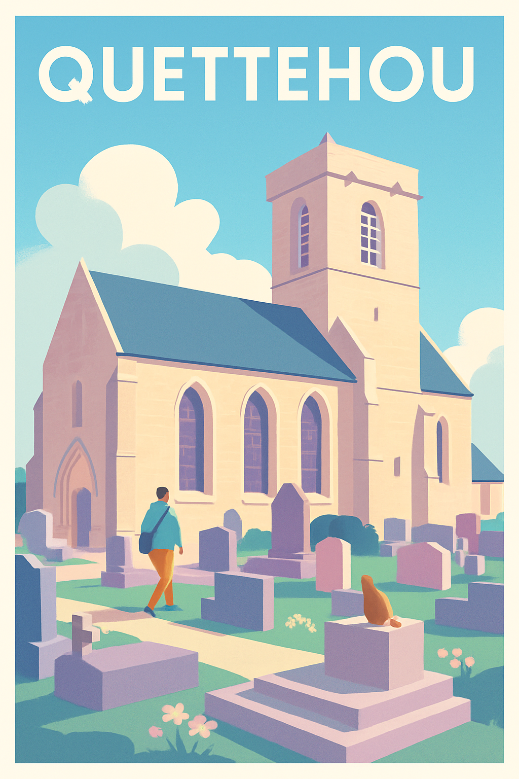 Manche France Pas de Cadre / 20 × 30cm Affiche de Quettehou - Sérénité au cœur de la vieille église