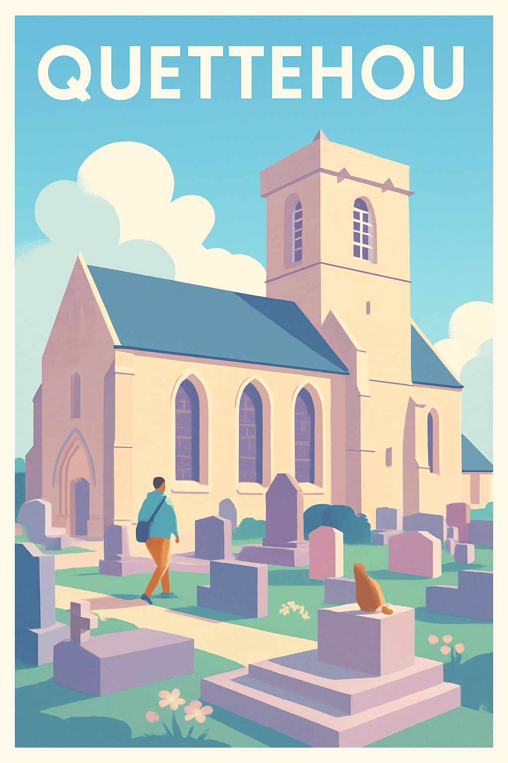Affiche Quettehou — Sérénité au cœur de la vieille église · poster d'art de Quettehou