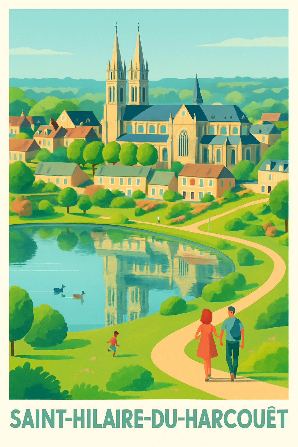 Manche France Pas de Cadre / 20 × 30cm Affiche de Saint-Hilaire-du-Harcouët - Charme et Sérénité Normande