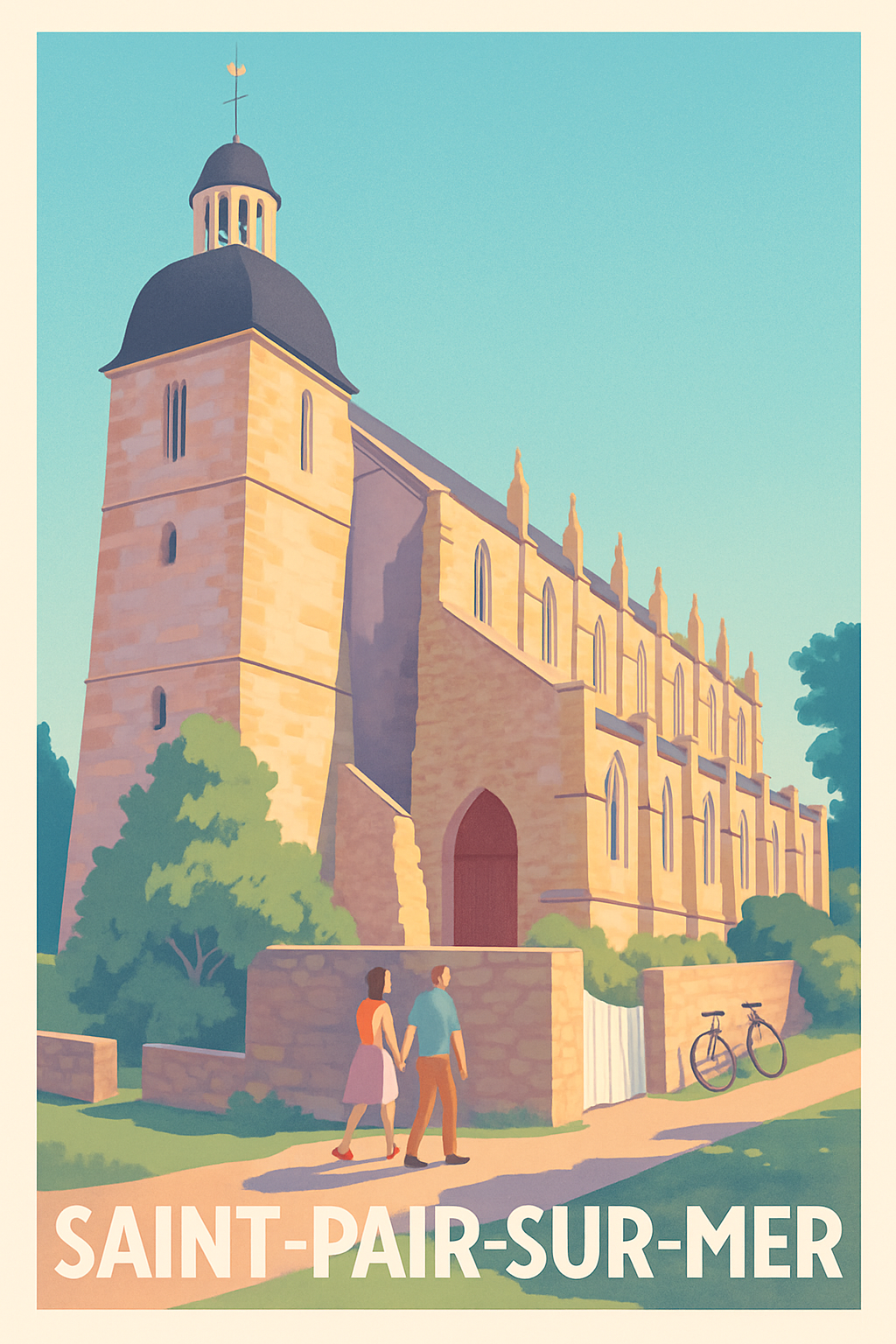 Manche France Pas de Cadre / 20 × 30cm Affiche de Saint-Pair-sur-Mer - Charme historique et douceur de vivre