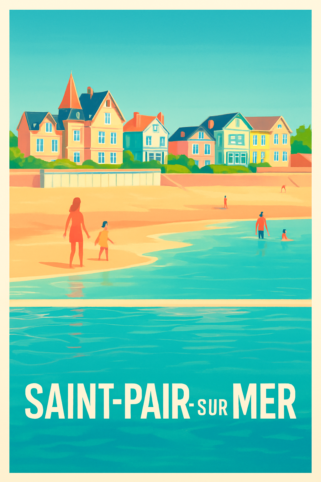 Manche France Pas de Cadre / 20 × 30cm Affiche de Saint-Pair-sur-Mer - Douceur balnéaire normande