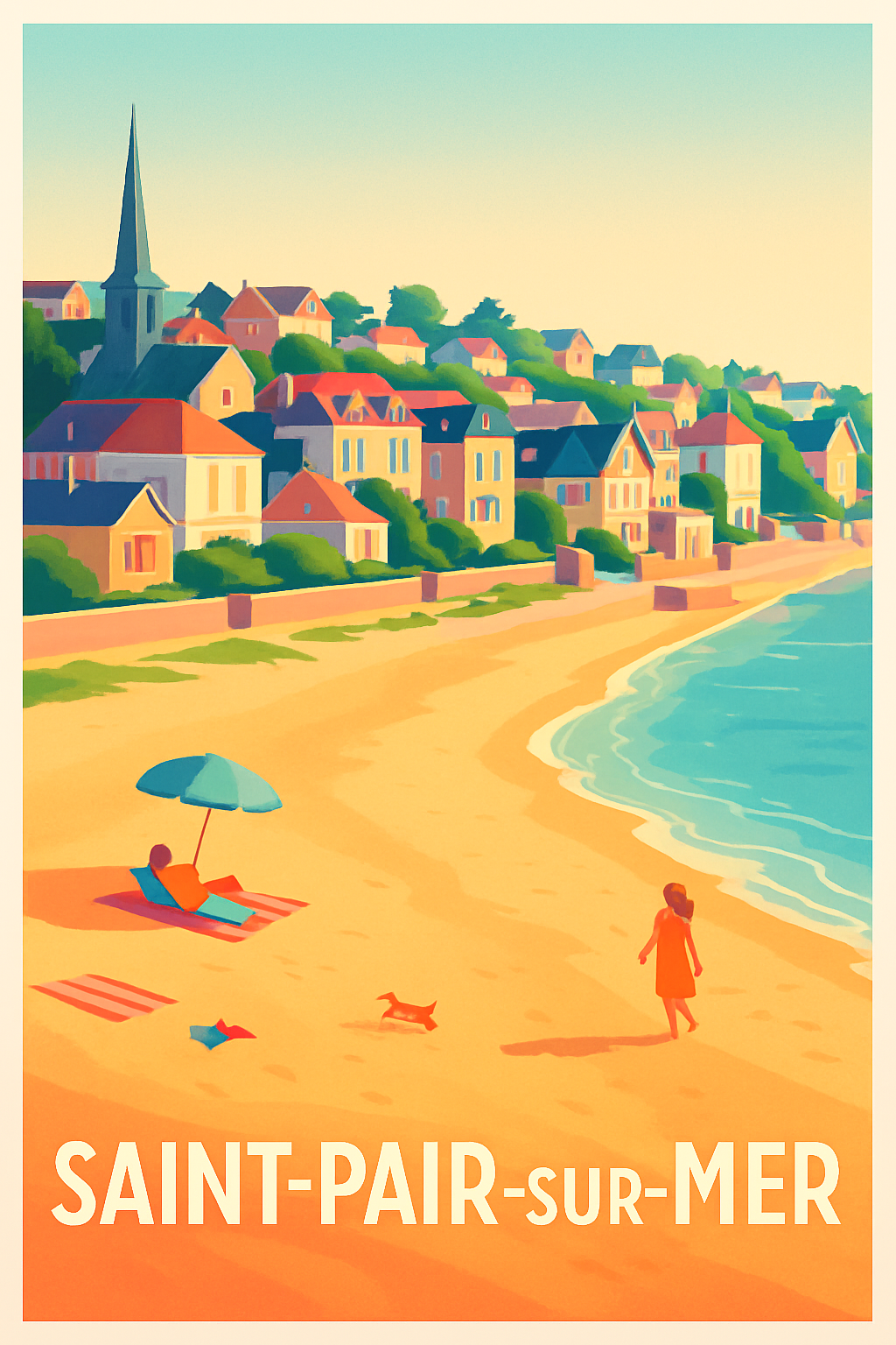 Affiche Saint-Pair-sur-Mer — L'évasion balnéaire en couleur · poster d'art de Saint-Pair-sur-Mer