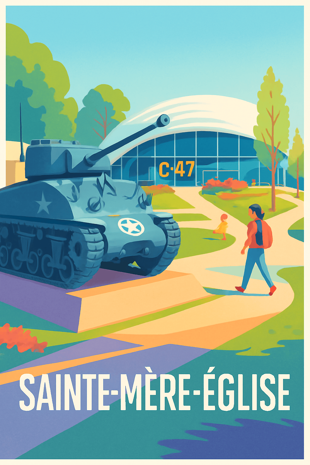 Affiche Sainte-Mère-Église — Un hommage vibrant à l'histoire · poster d'art de Sainte-Mère-Église