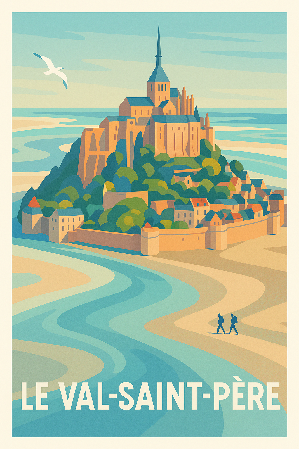 Manche France Pas de Cadre / 20 × 30cm Affiche Le Val-Saint-Père - Une escapade marine intemporelle