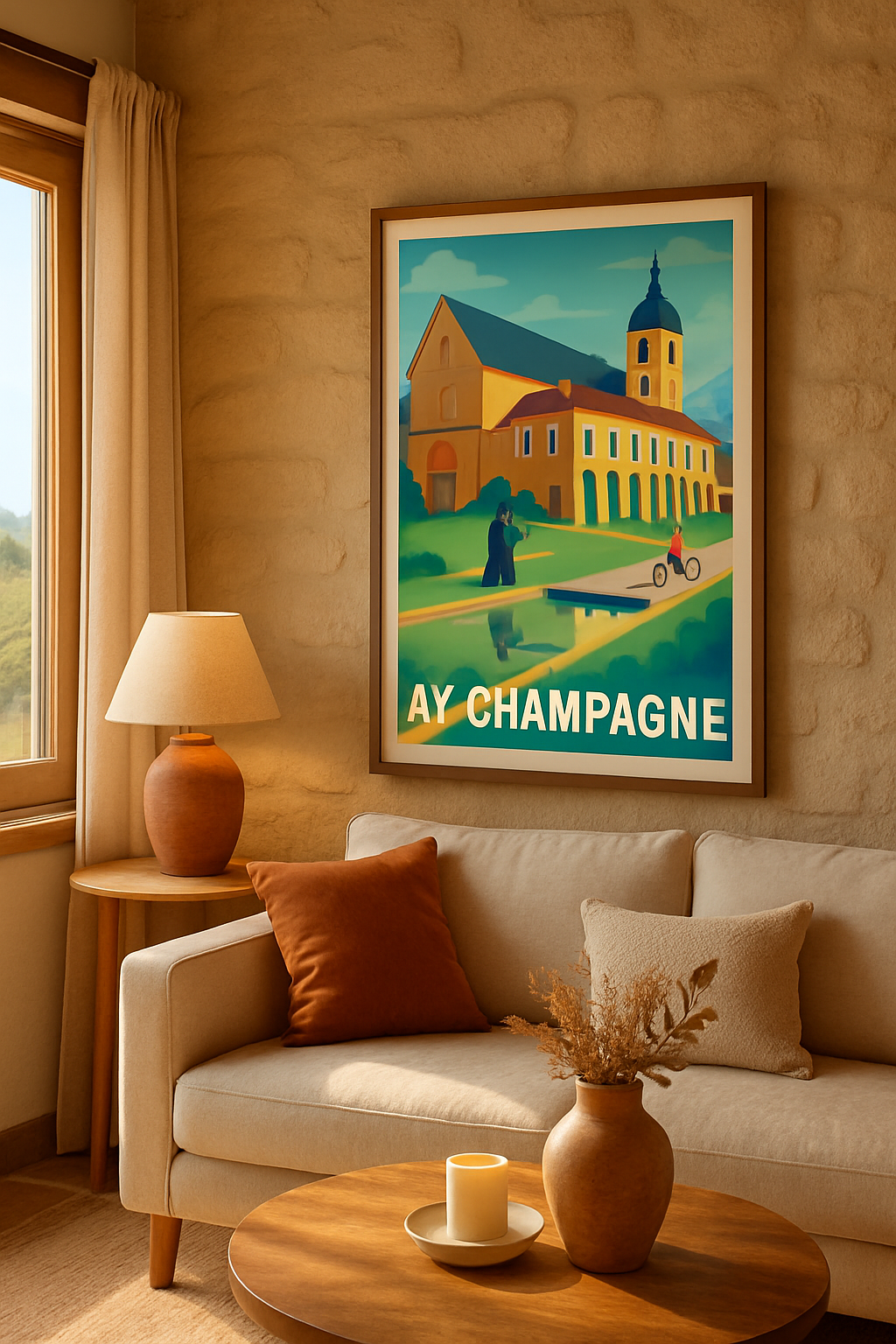 Affiche Ay-Champagne — Charme et sérénité champenoise · poster d'art de Ay-Champagne