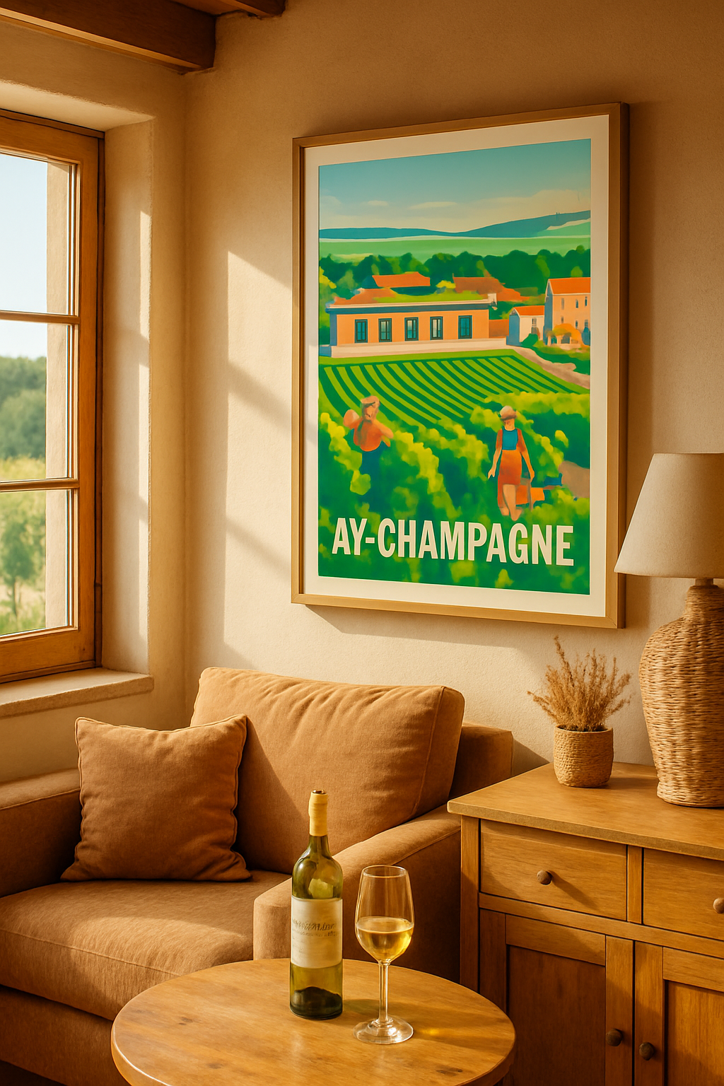 Marne France Affiche de Ay-Champagne - L'Esprit des Vignes en Couleurs