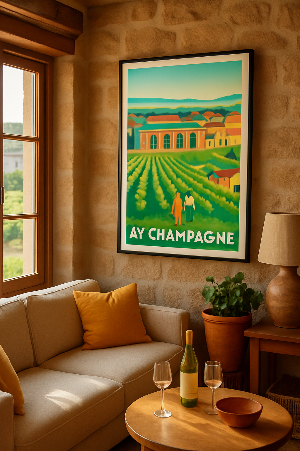 Marne France Affiche de Ay-Champagne - Promenade au cœur des vignobles mythiques
