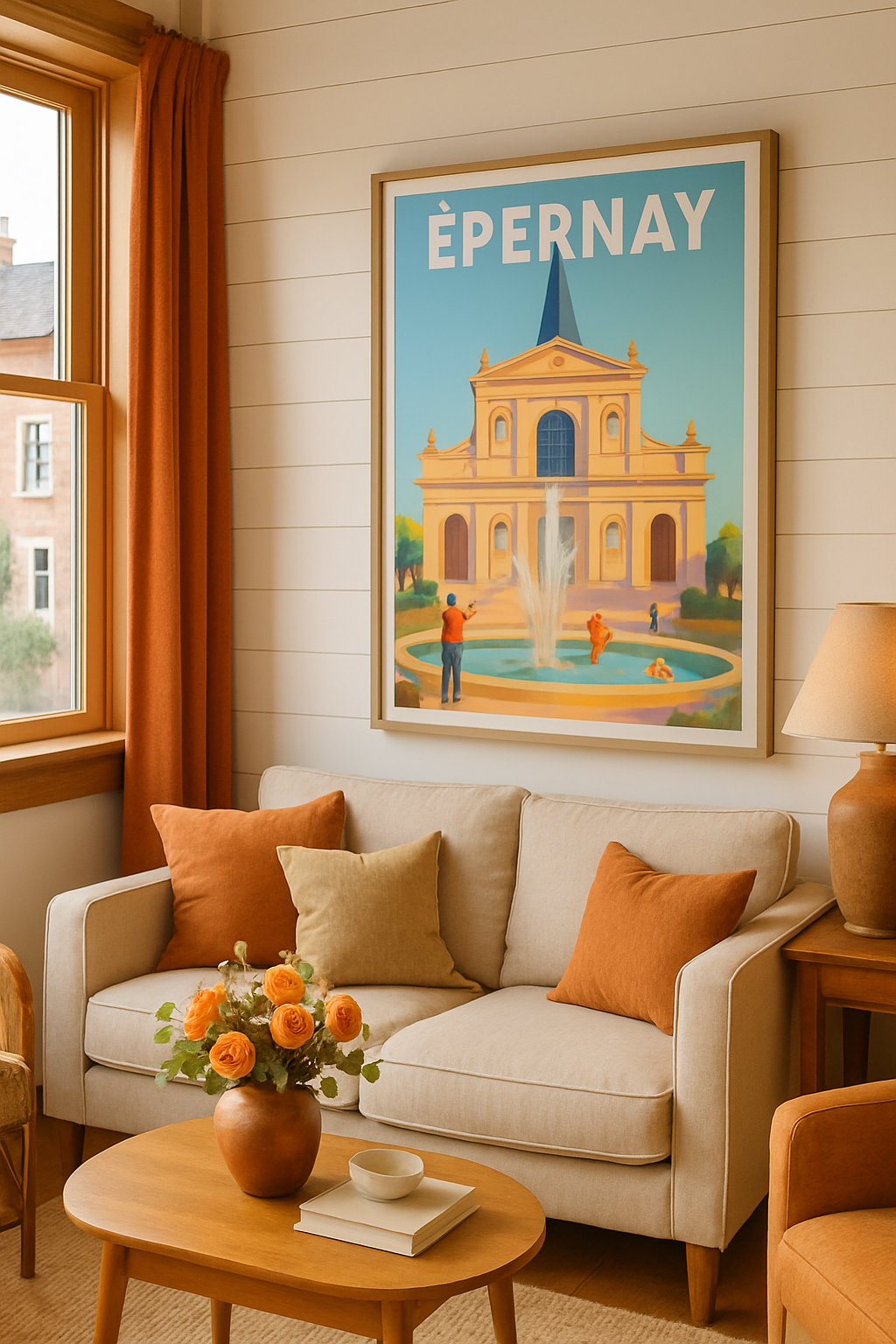 Affiche Épernay — Éclats de vie autour de la fontaine · poster d'art de Épernay