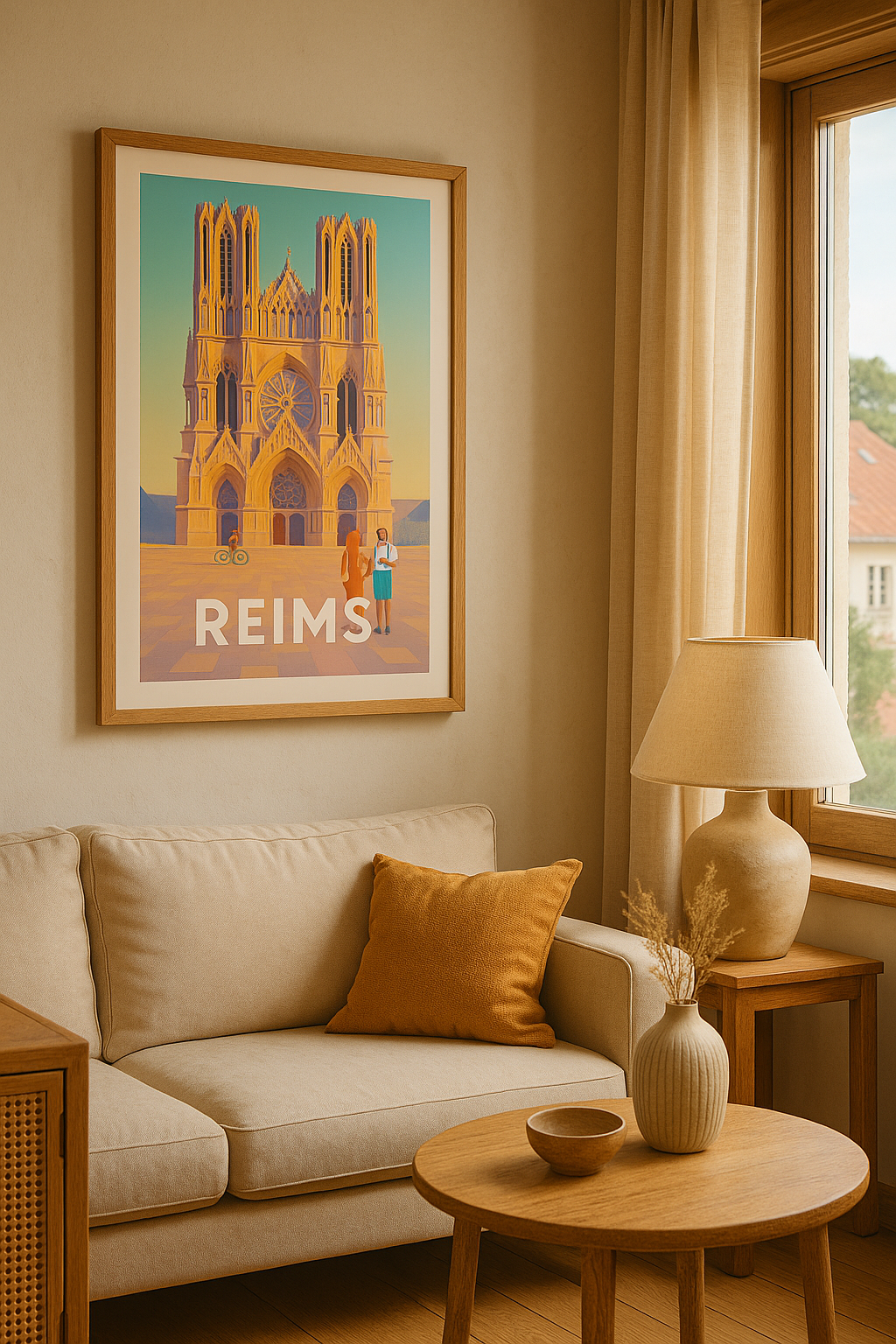 Affiche Reims — Charme et lumière de la cathédrale gothique · poster d'art de Reims