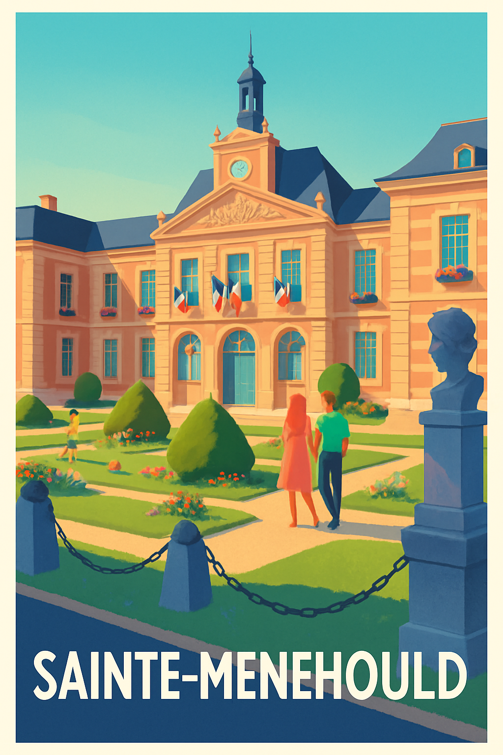 Marne France Pas de Cadre / 20 × 30cm Affiche de Sainte-Menehould - Élégance et histoire au cœur de la ville
