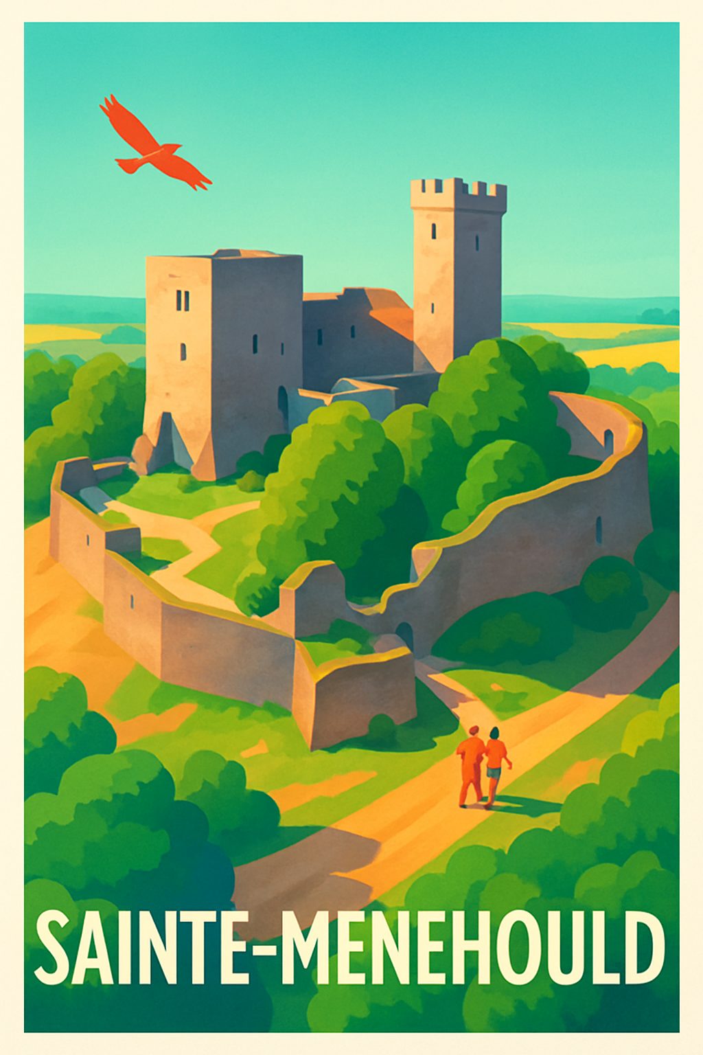 Marne France Pas de Cadre / 20 × 30cm Affiche de Sainte-Menehould - Évasion au cœur du passé médiéval