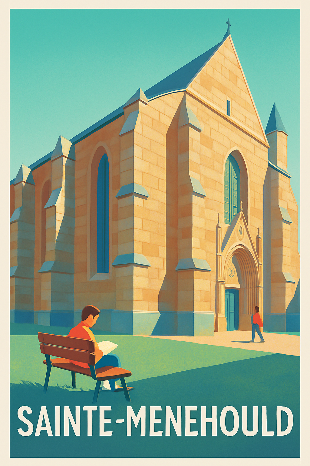 Marne France Pas de Cadre / 20 × 30cm Affiche de Sainte-Menehould - Sérénité et patrimoine historique