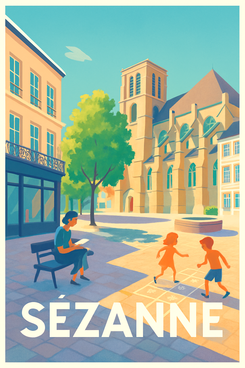 Marne France Pas de Cadre / 20 × 30cm Affiche de SÉZANNE - Douceur de vivre en cœur de ville