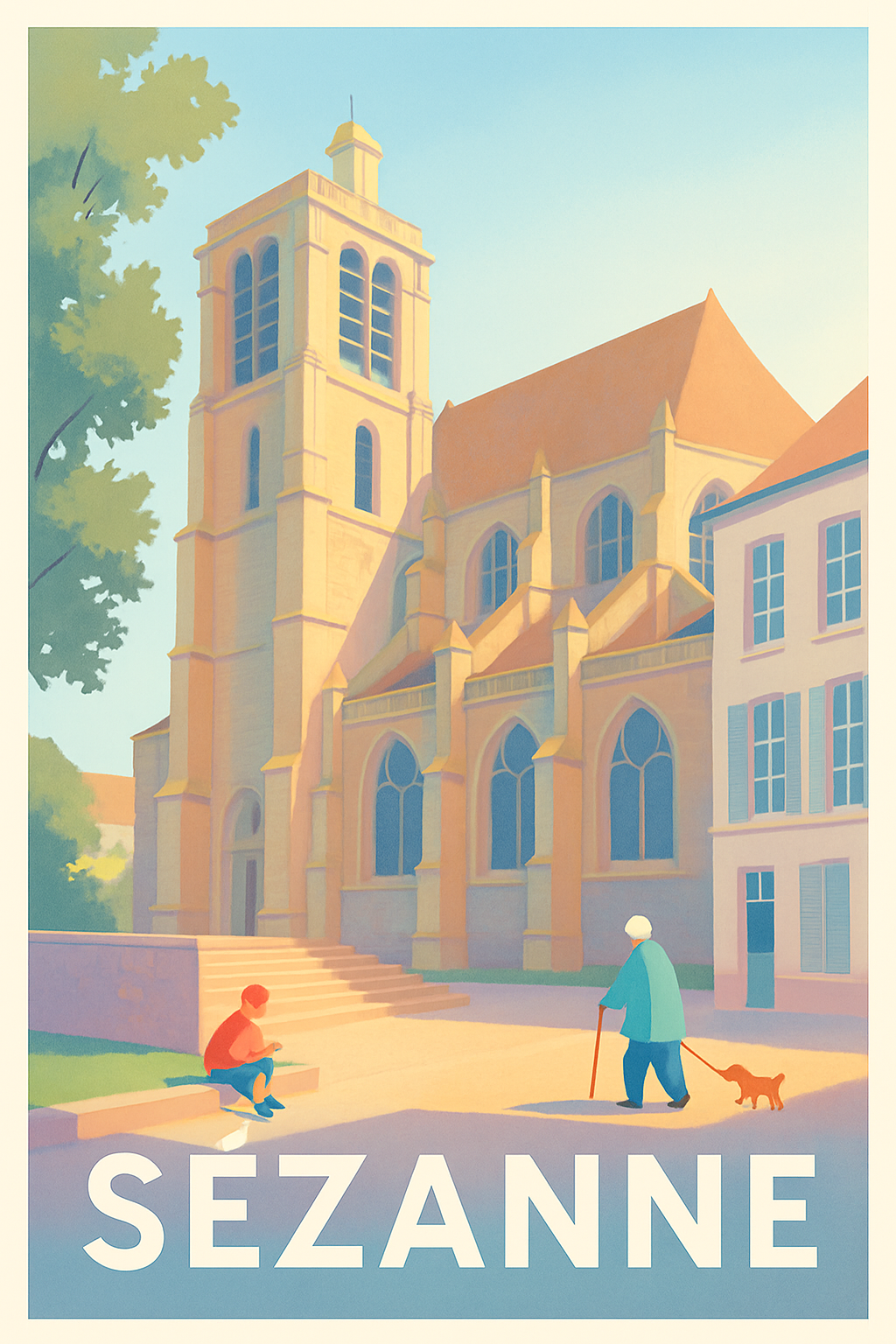 Marne France Pas de Cadre / 20 × 30cm Affiche de Sézanne - Village paisible et authenticité retrouvée