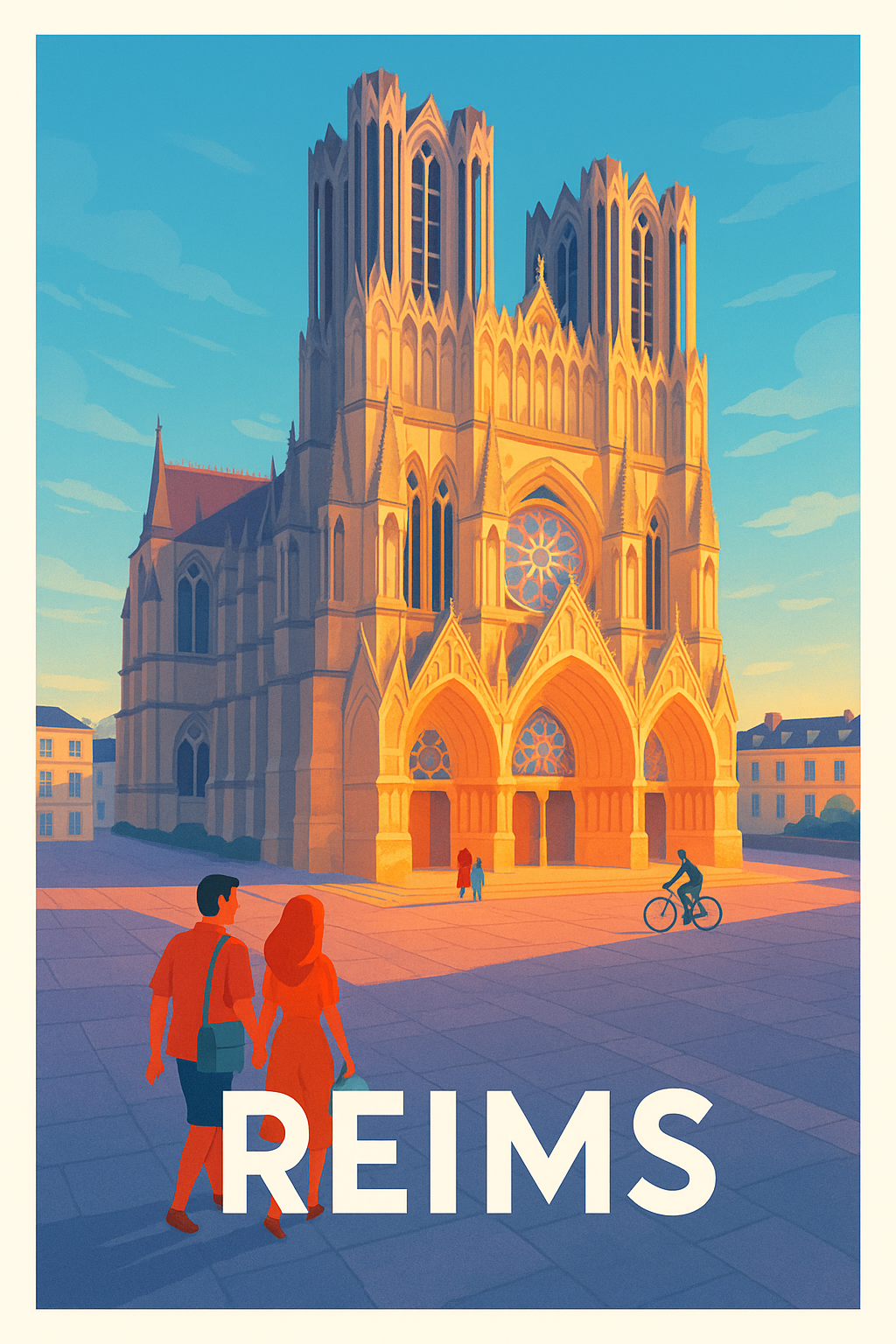 Marne France Pas de Cadre / 20 × 30cm Affiche Reims - L'éclat majestueux de la Cathédrale