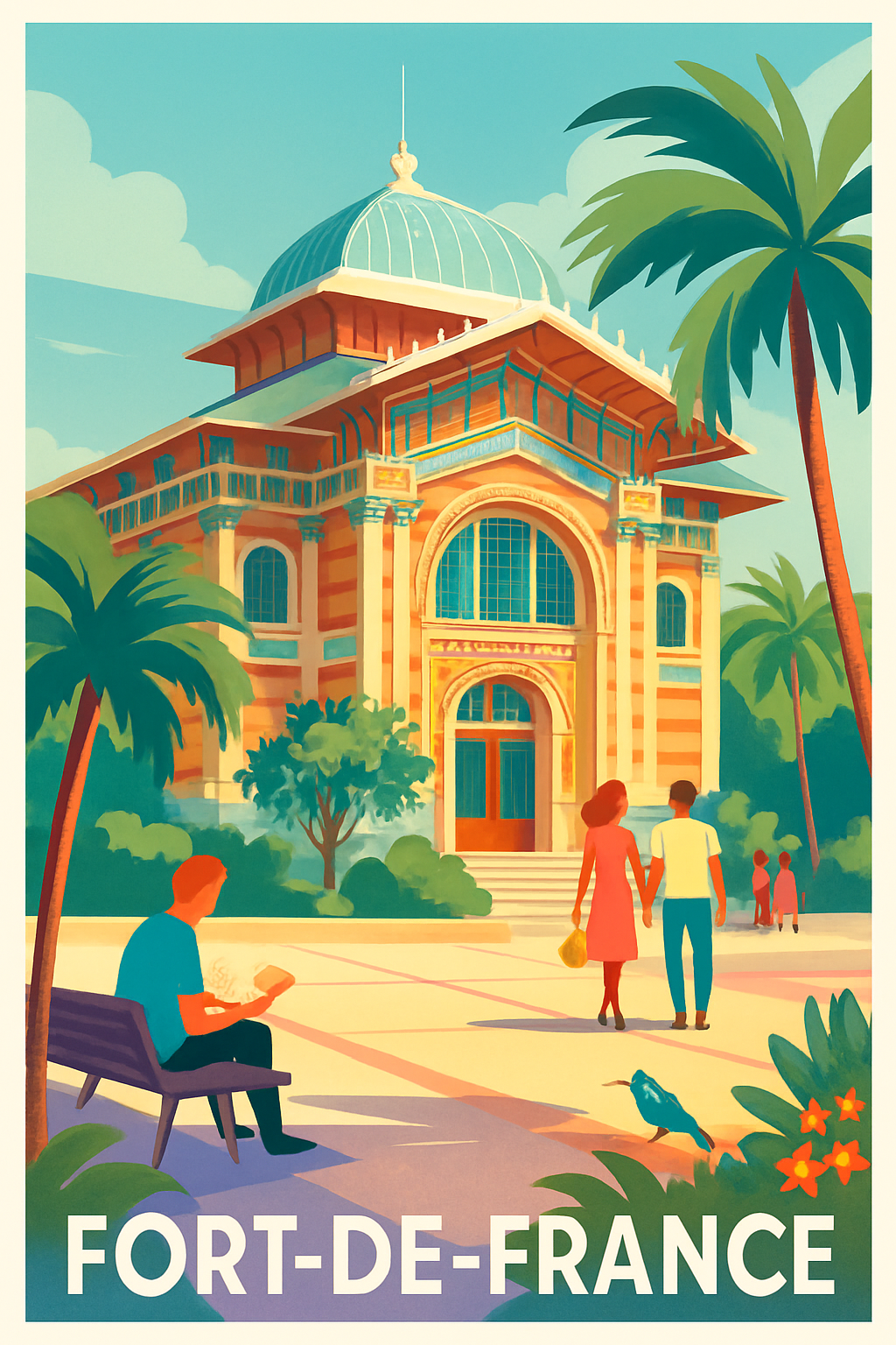 Martinique France Pas de Cadre / 20 × 30cm Affiche de Fort-de-France - Charme tropical et élégance historique