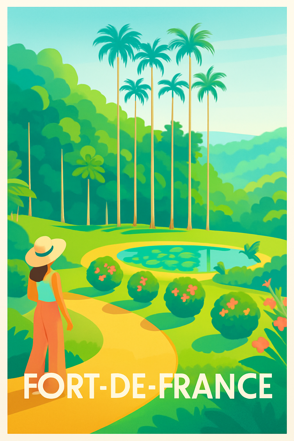 Martinique France Pas de Cadre / 20 × 30cm Affiche de Fort-de-France - Invitation à la douceur tropicale