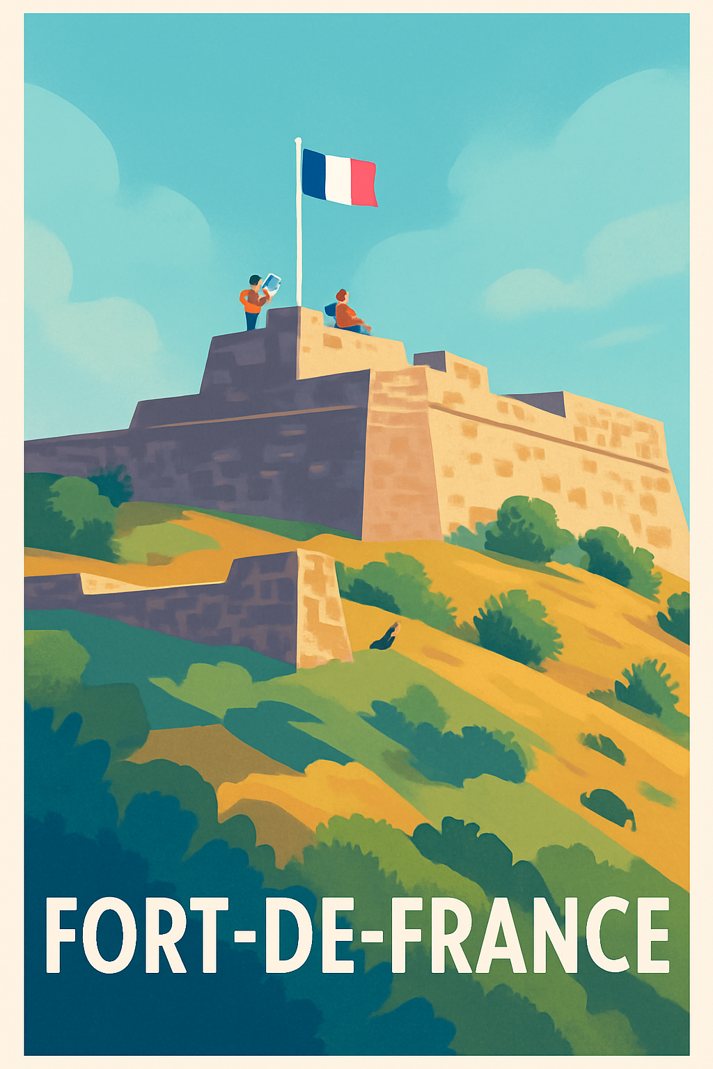 Martinique France Pas de Cadre / 20 × 30cm Affiche de Fort-de-France - L'élégance historique au cœur des Caraïbes