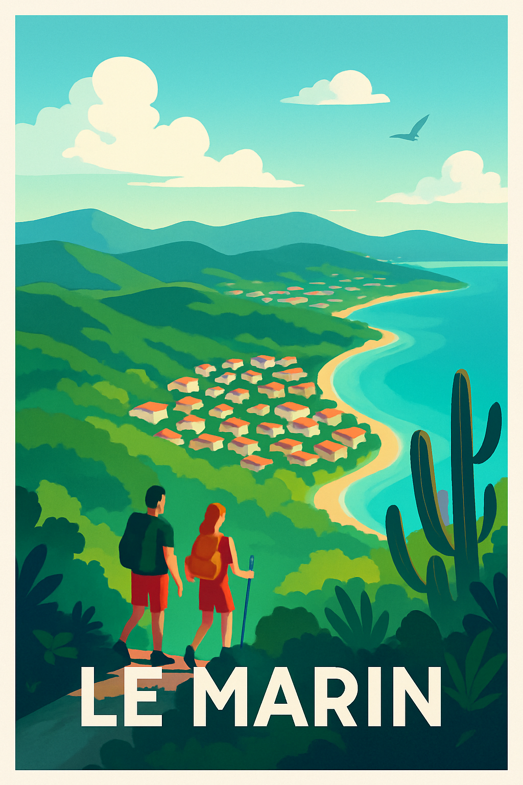 Martinique France Pas de Cadre / 20 × 30cm Affiche de Le Marin - Évasion Nature et Plages Paradisiaques