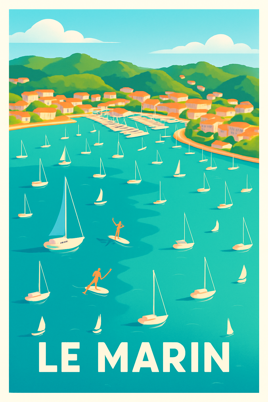 Martinique France Pas de Cadre / 20 × 30cm Affiche de Le Marin - Évasion nautique en Martinique