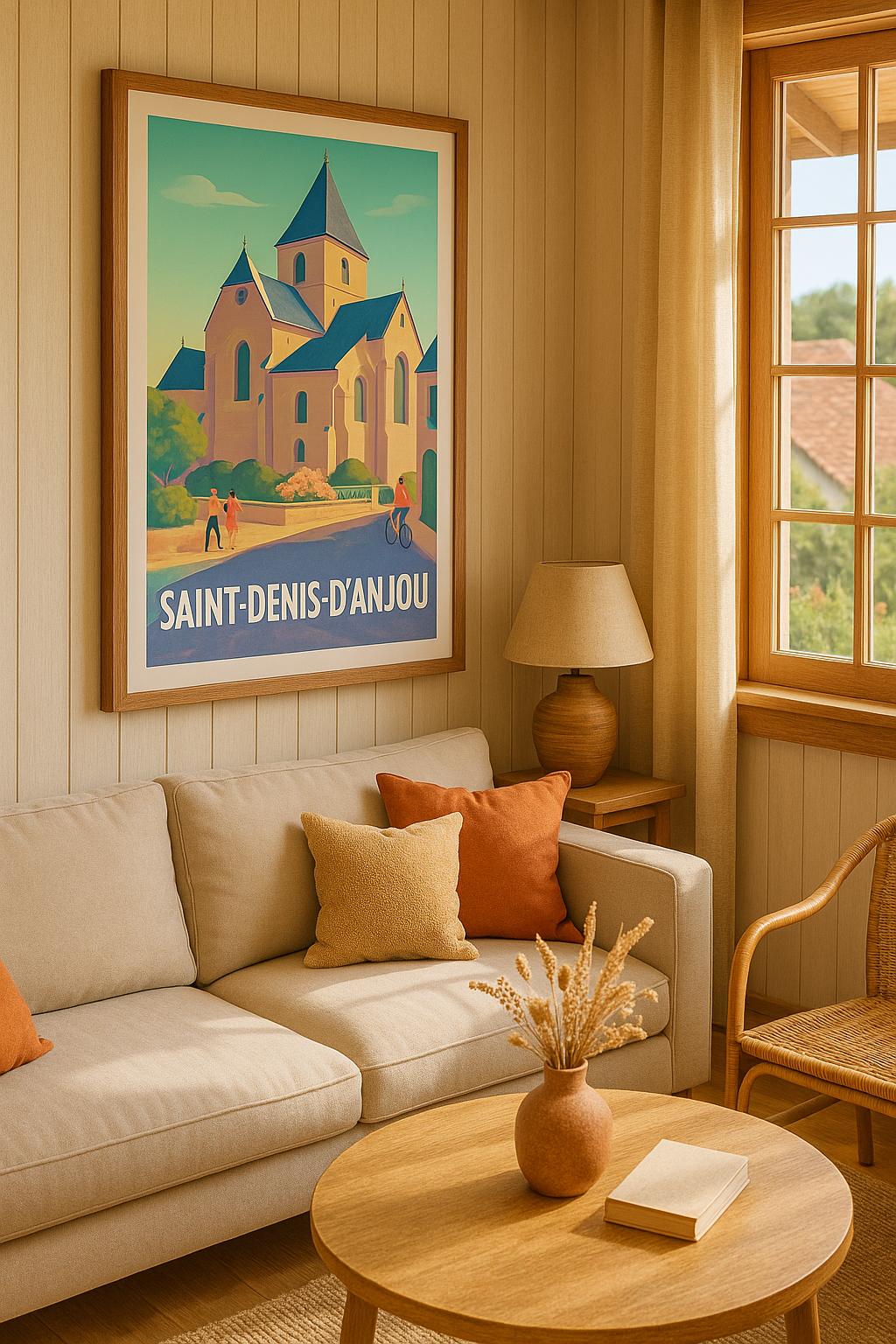 Affiche Saint-Denis-d'Anjou — Charme et Sérénité Angevine · poster d'art de Saint-Denis-d'Anjou