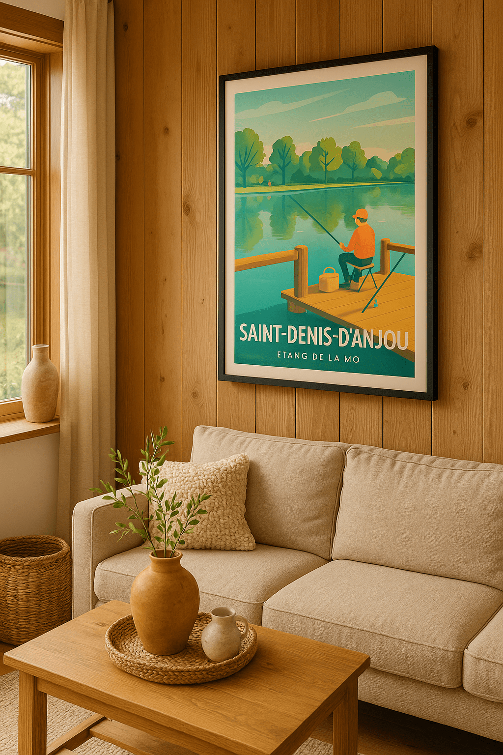 Mayenne France Affiche de Saint-Denis-d'Anjou - Évasion paisible au bord de l'Étang de la Mo
