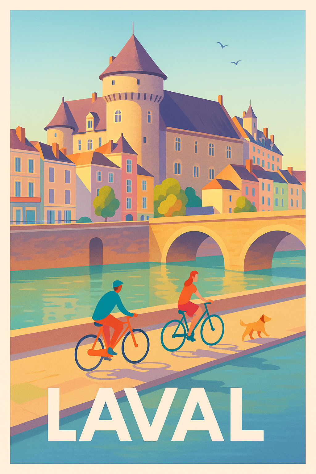 Mayenne France Pas de Cadre / 20 × 30cm Affiche de Laval - Charme et douceur au fil de l'eau