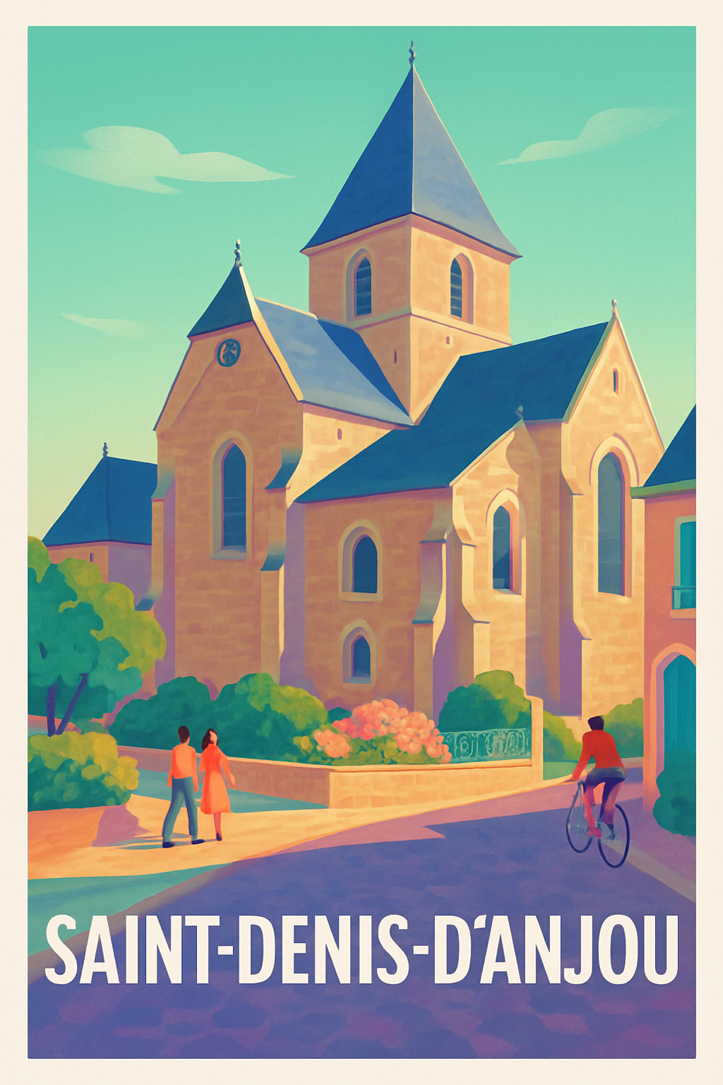 Affiche Saint-Denis-d'Anjou — Charme et Sérénité Angevine · poster d'art de Saint-Denis-d'Anjou