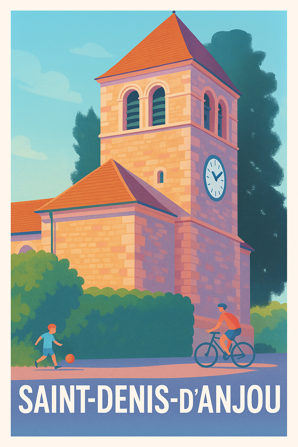 Mayenne France Pas de Cadre / 20 × 30cm Affiche de Saint-Denis-d'Anjou - Charme et Sérénité au Cœur du Village