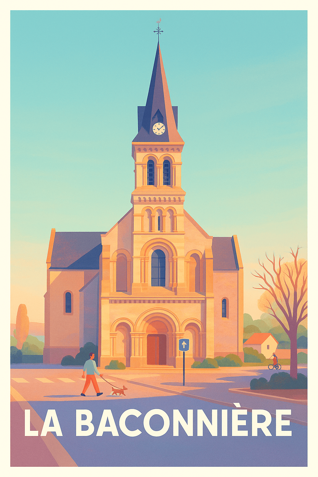 Mayenne France Pas de Cadre / 20 × 30cm Affiche La Baconnière - Charme et quiétude au cœur de la ville