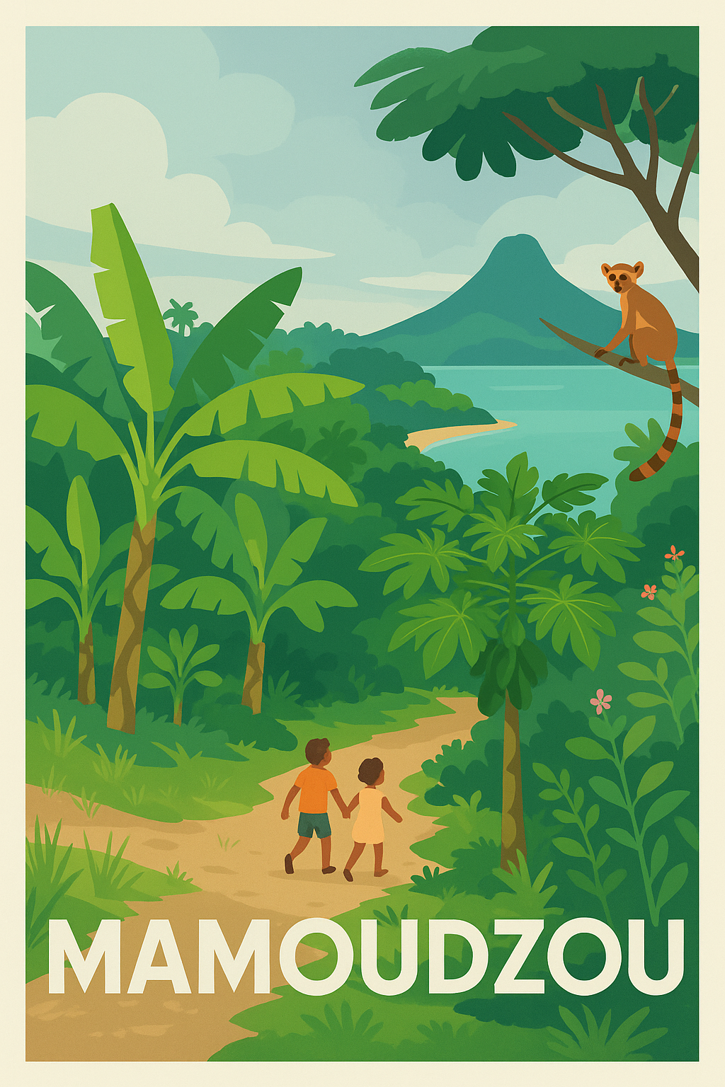 Mayotte France Pas de Cadre / 20 × 30cm Affiche Mamoudzou - L'appel de la nature tropicale
