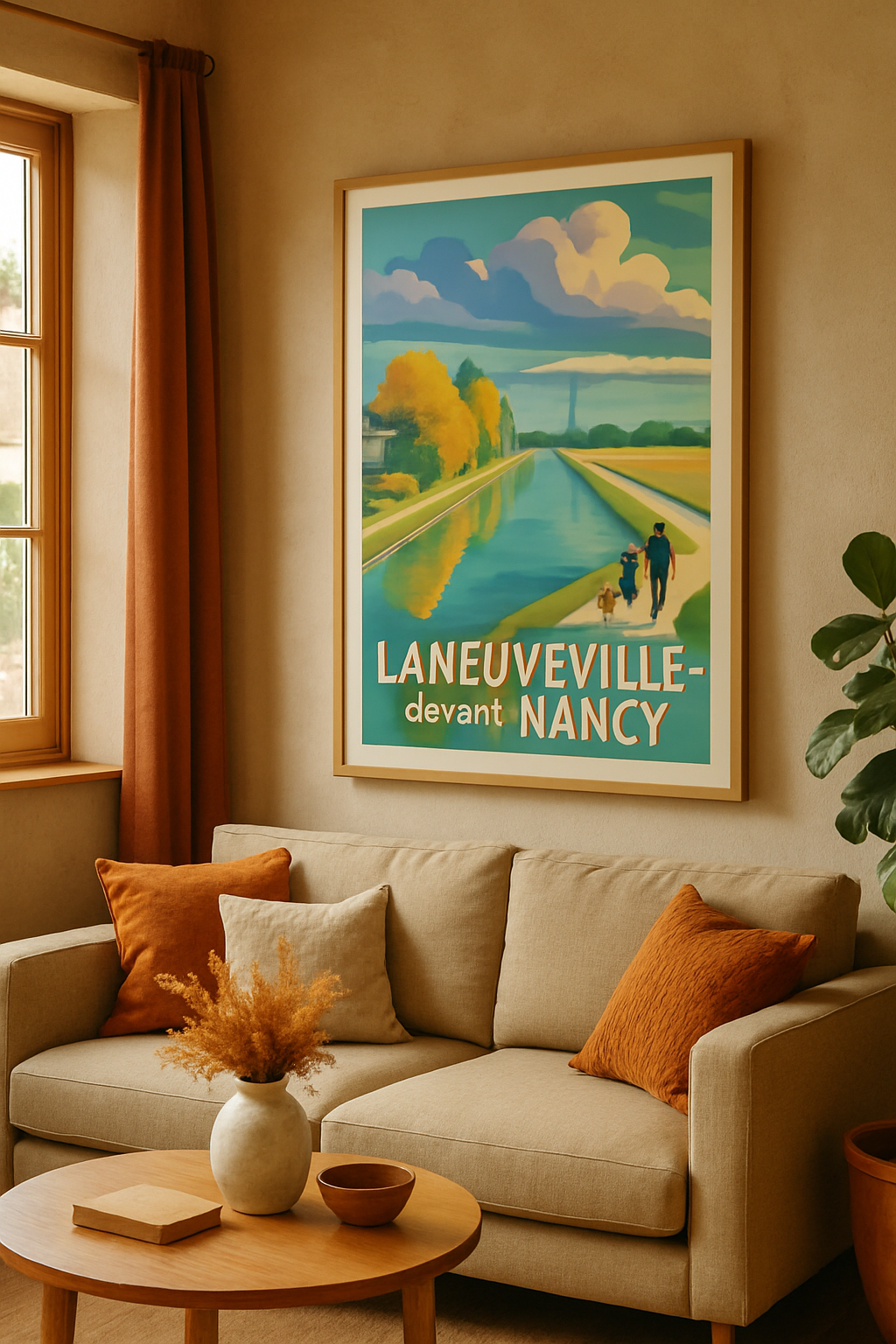 Meurthe-et-Moselle France Affiche de Laneuveville-devant-Nancy - Balade paisible au bord du canal