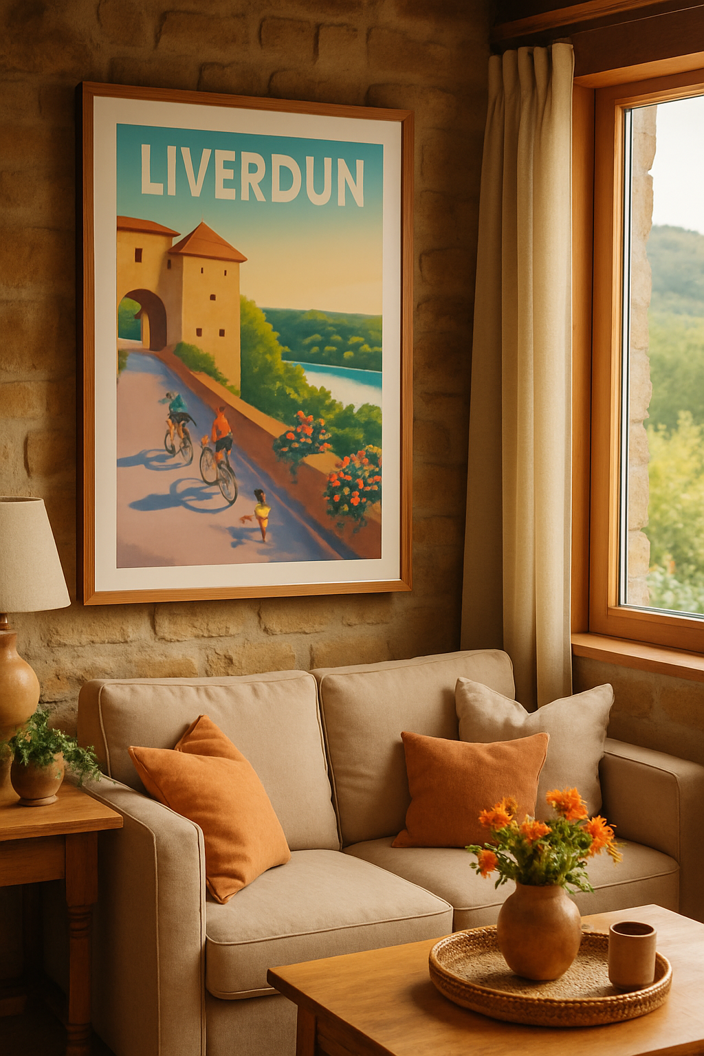 Meurthe-et-Moselle France Affiche de Liverdun - Promenade cycliste au bord de la Moselle